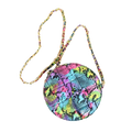 Neon Multi Snake Print Round Quilted Crossbody Bag