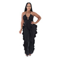 The Ruffle Soirée Halter Wide-Leg Jumpsuit