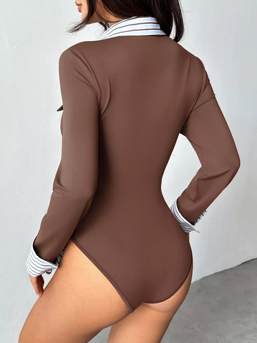 Long Sleeve Button Front Bodysuit See size chart under “more details”