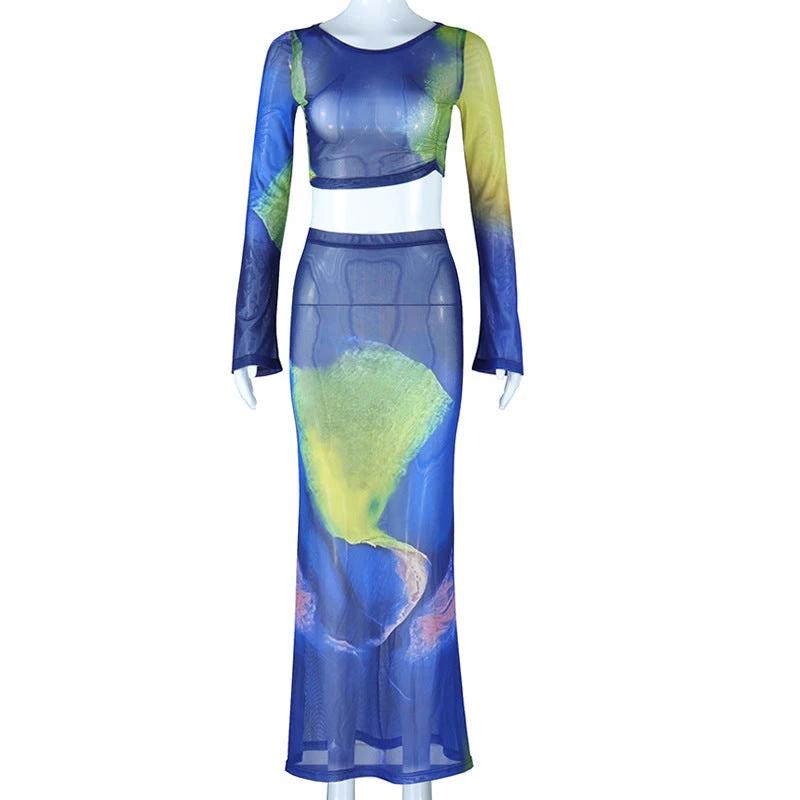 The Gallery Flow Bell-Sleeve Top & Maxi Skirt Set