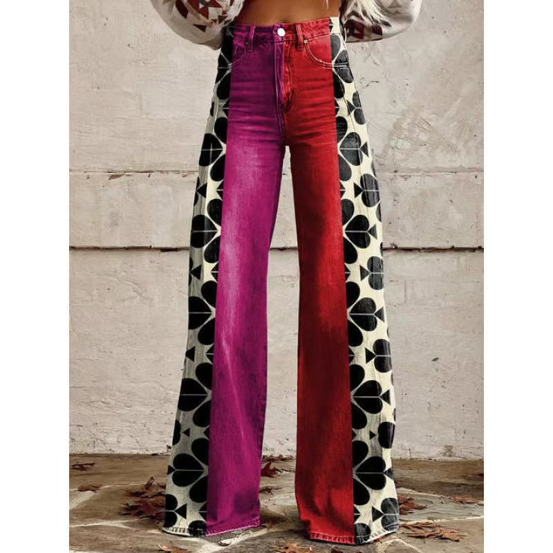The Graphic District Printed Denim-Look Pants