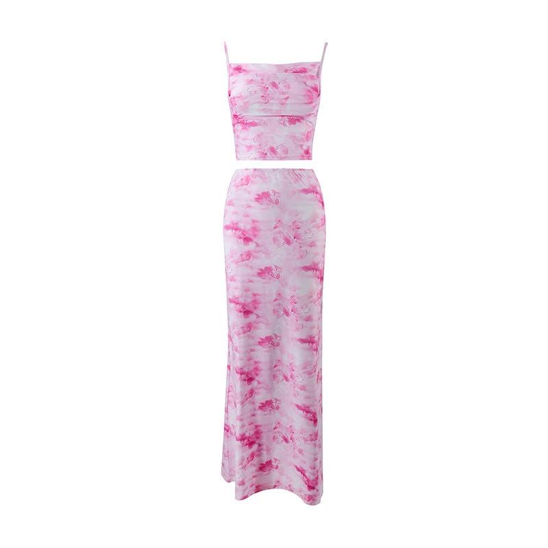 The Watercolor Affair Crop Top & Maxi Skirt Set