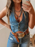 The Vintage Social Denim-Look Vest Top