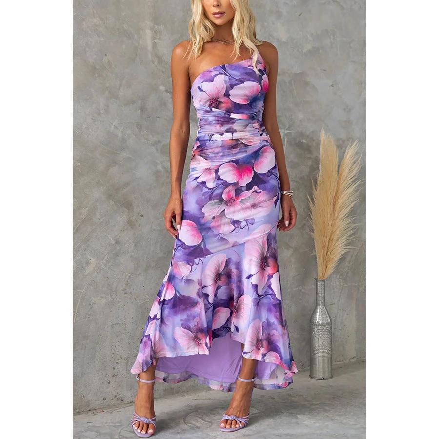 The Bloom Affair One-Shoulder Floral Dress