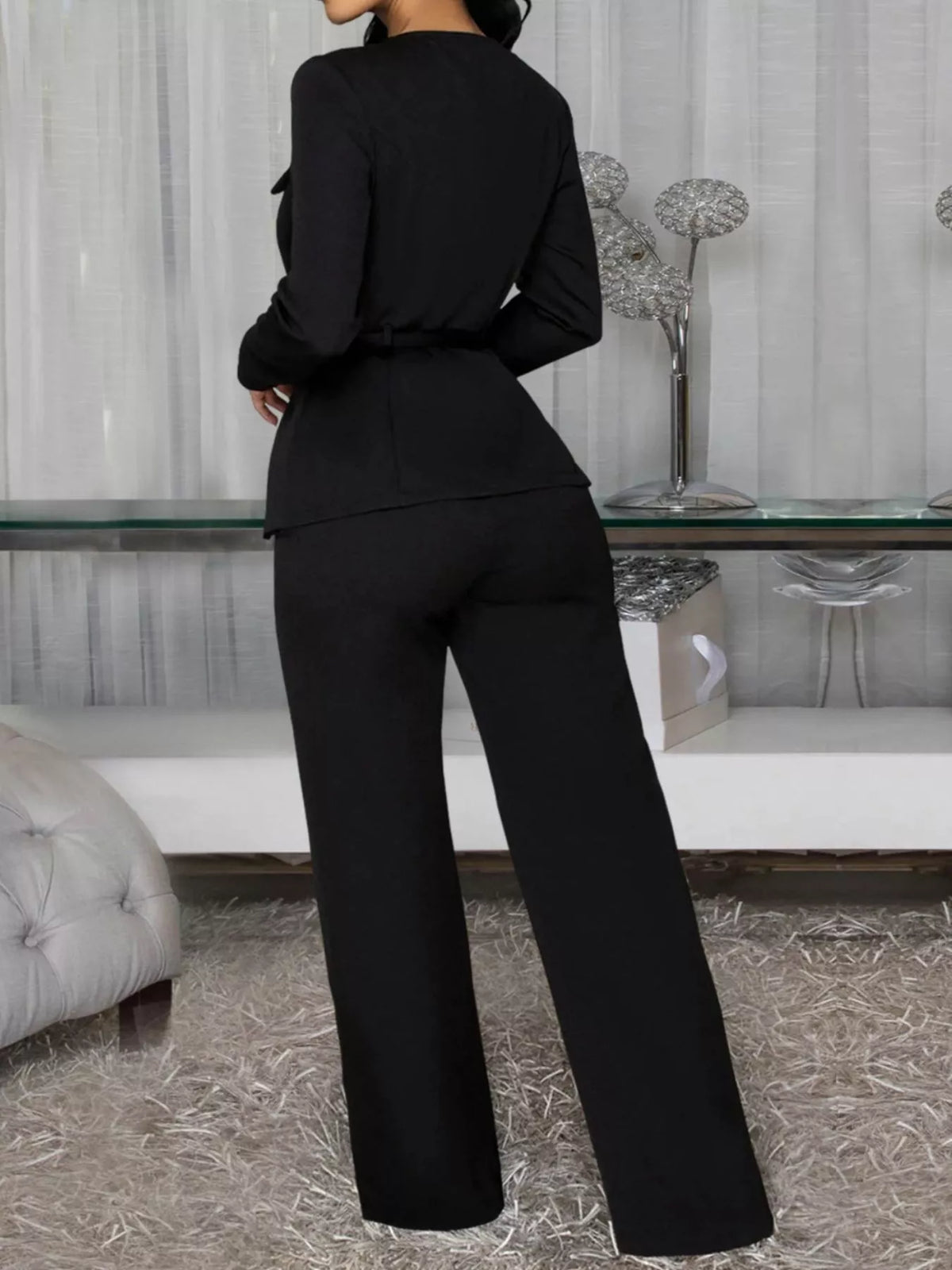 The Executive Hour Button-Front Pants Set