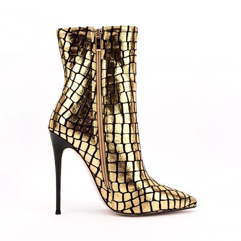 The Gilded Grid Stiletto Ankle Boots