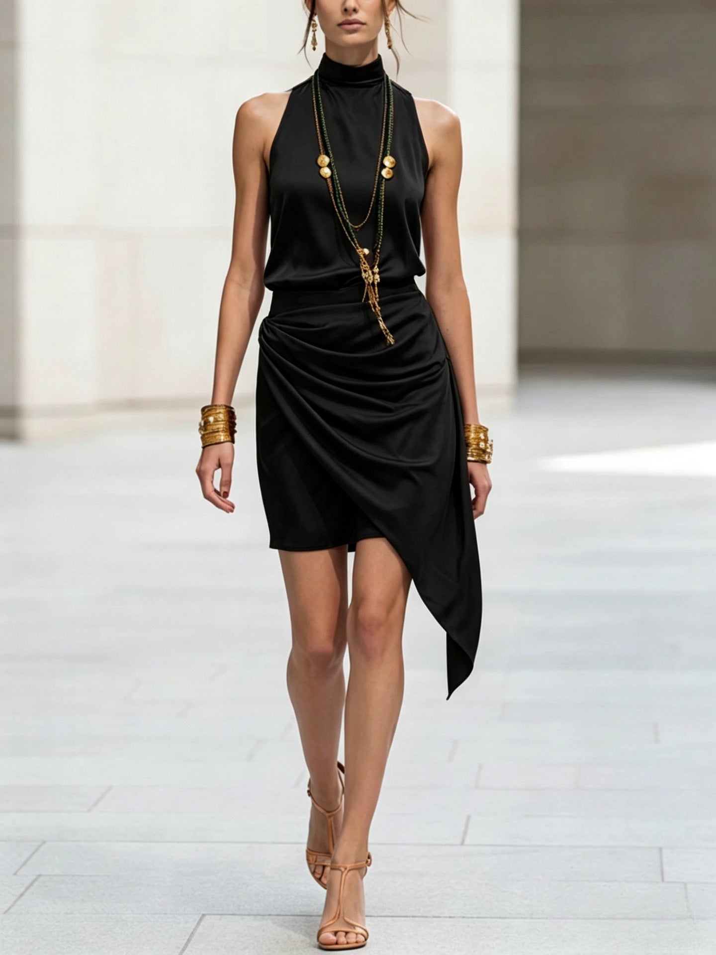 Double-Layer Asymmetrical Hem Mini Skirt | Women's Statement Skirt in 5 Colors