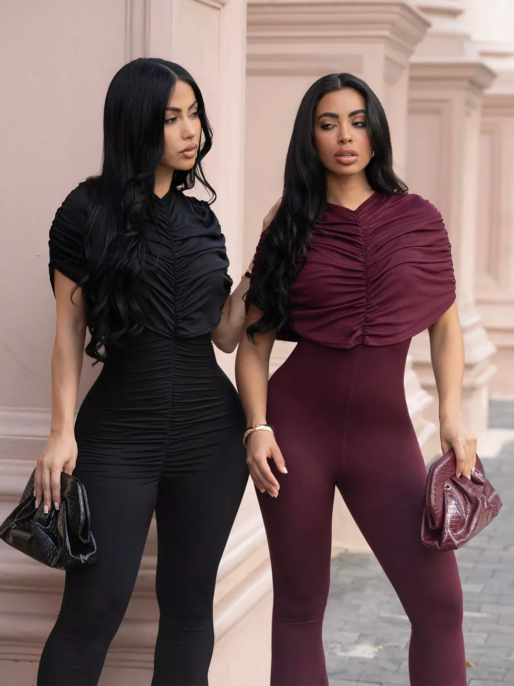 The Evening Agenda Ruched Flare Jumpsuit