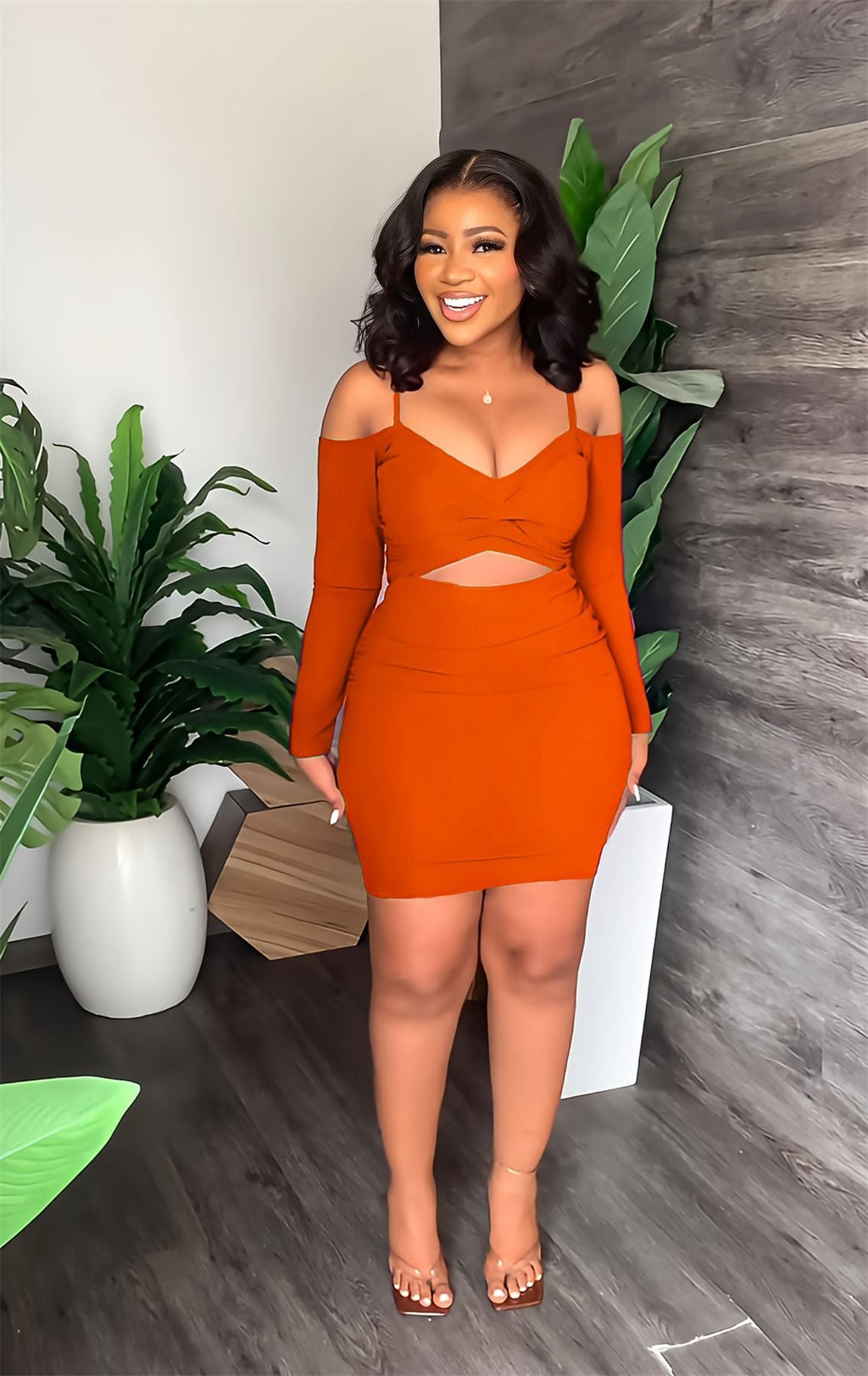 Off-Shoulder Cutout Mini Dress | Ruched V-Neck Bodycon