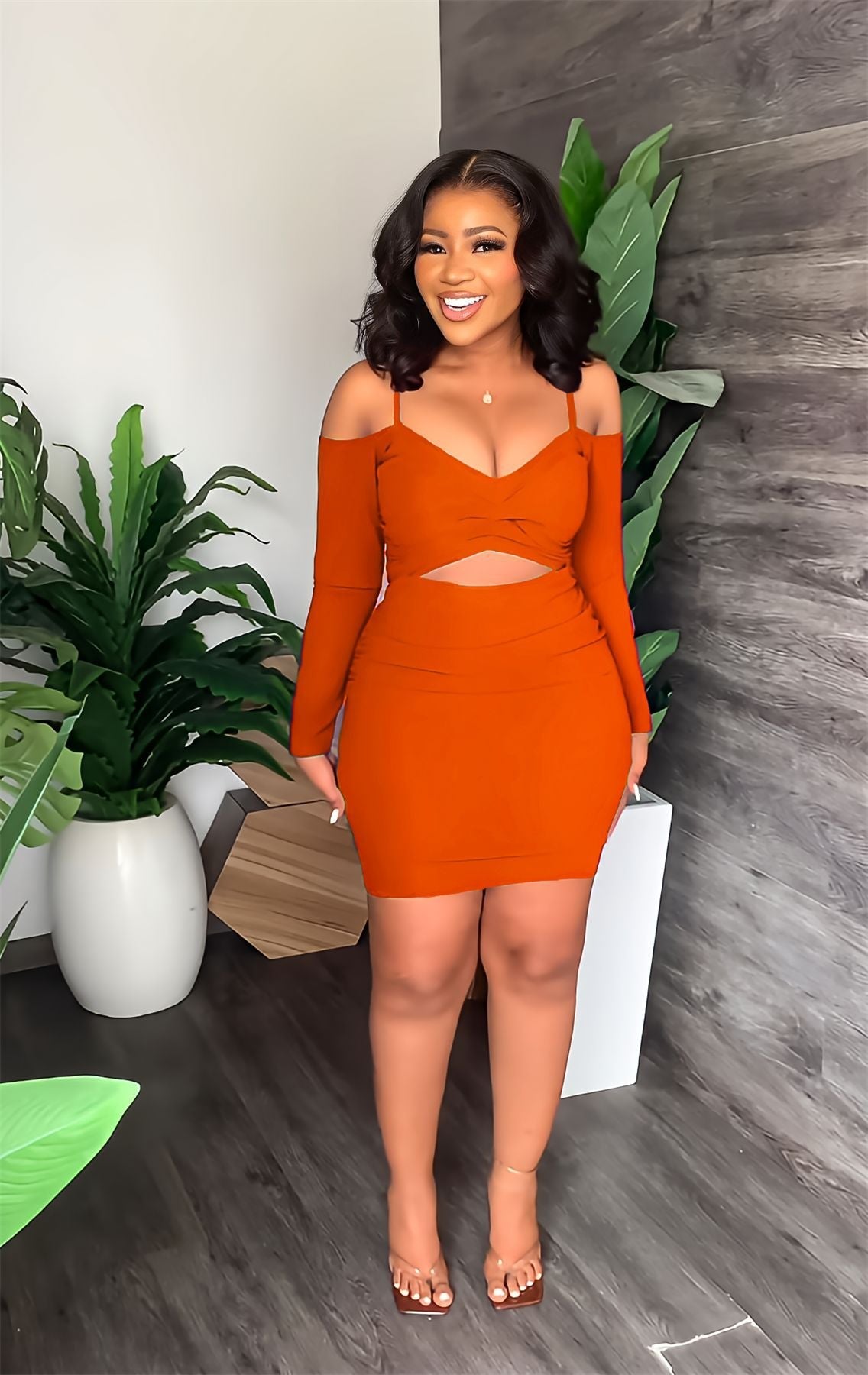 Off-Shoulder Cutout Mini Dress | Ruched V-Neck Bodycon
