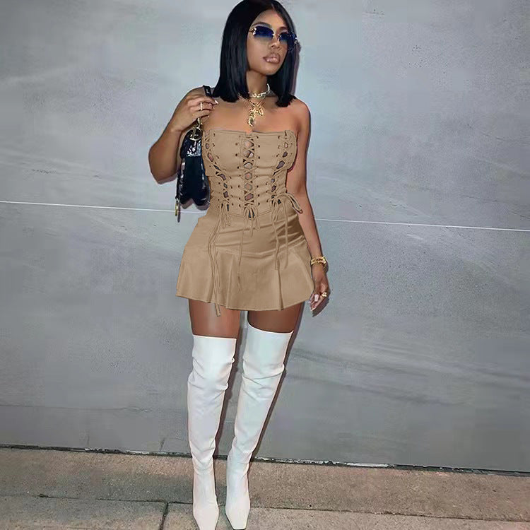 The Crisscross Eyelet Cutout Mini Dress