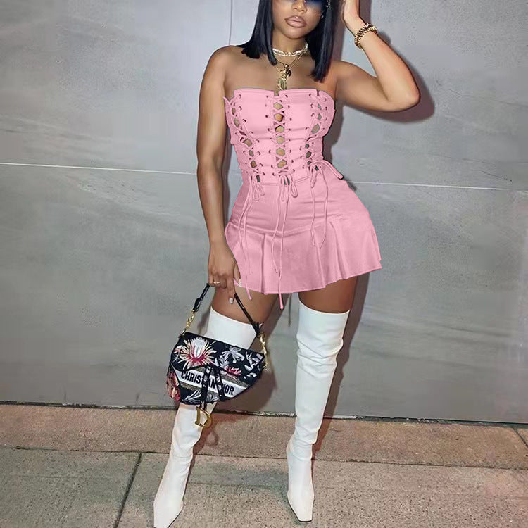 The Crisscross Eyelet Cutout Mini Dress