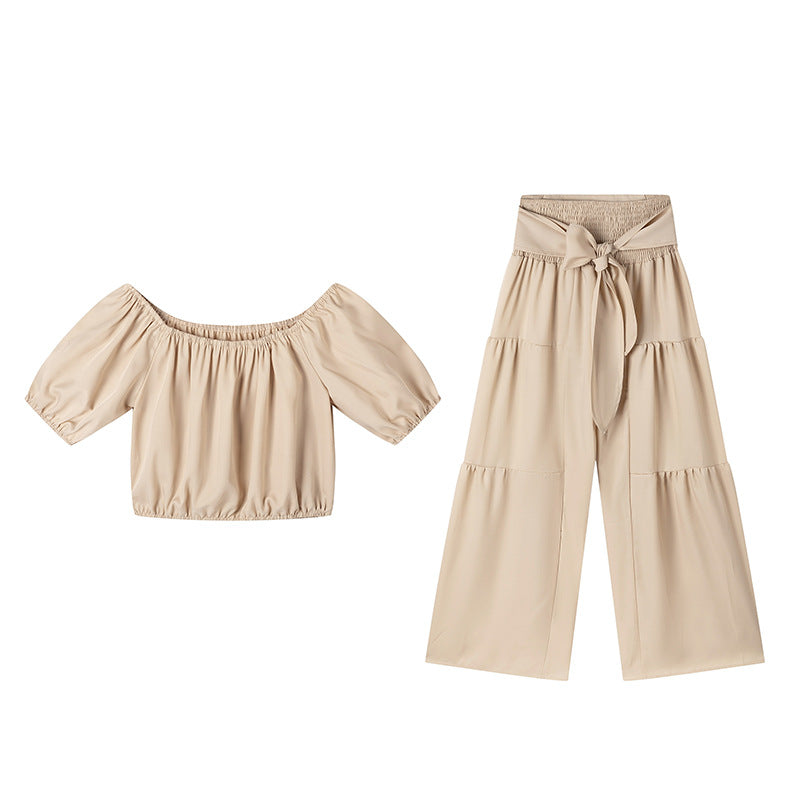 High-Waist Flared Pants & Top Two-Piece Set | Women's 7-Color Coordinated Set
