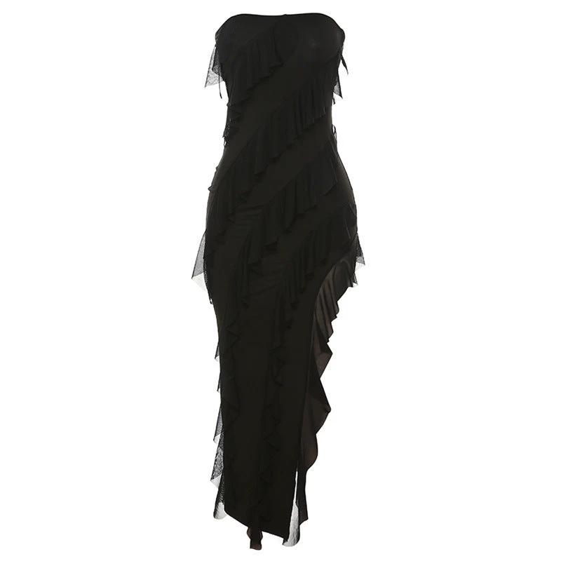 The Cascading Affair Strapless Ruffle Dress