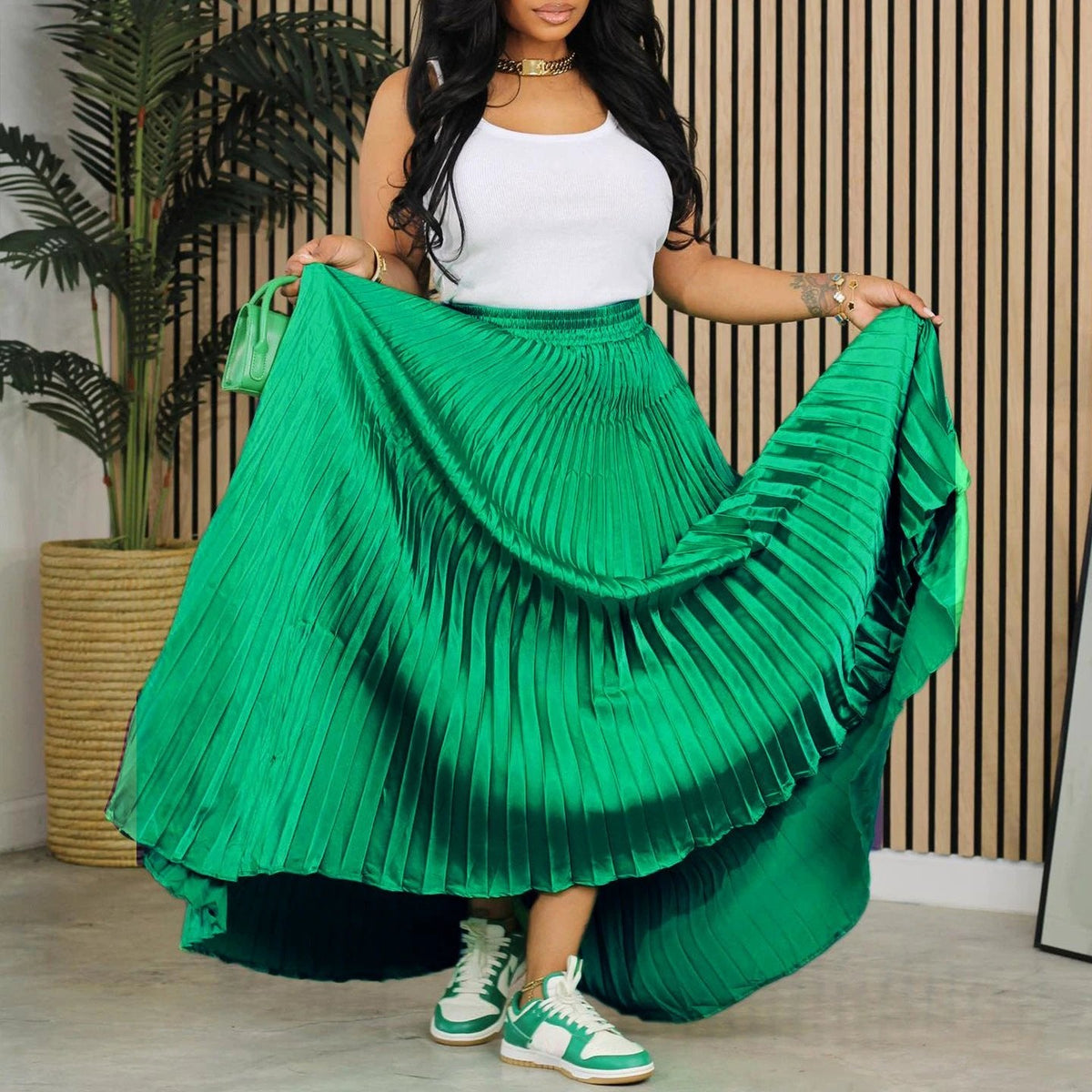 The Rosé Grandeur Pleated Maxi Skirt