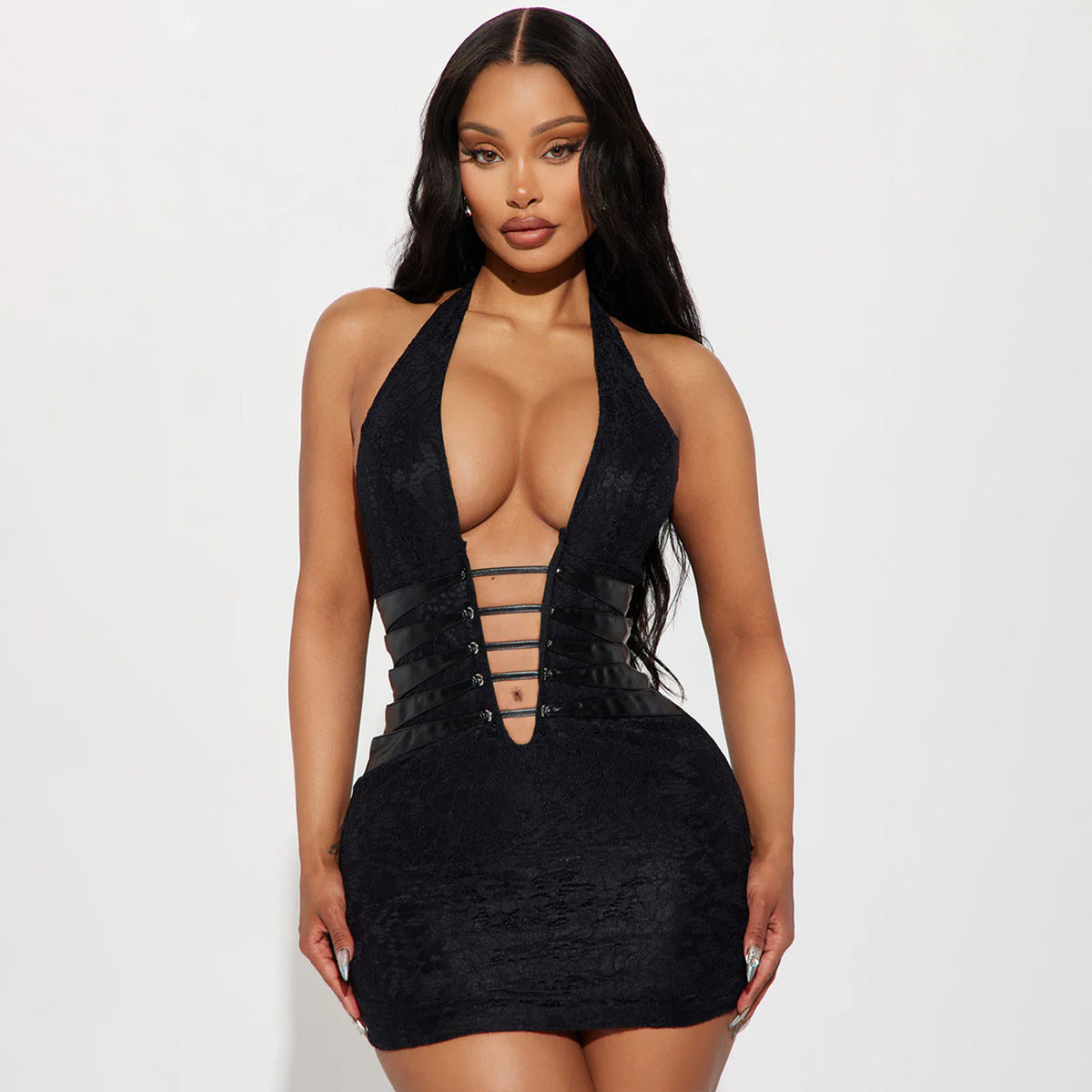 The Nightclub Deep V Cutout Sheath Dress