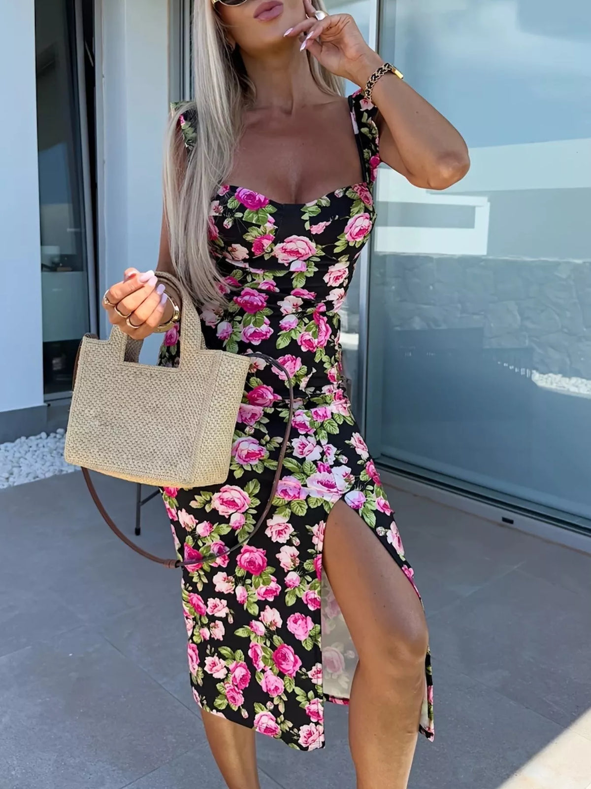 The Sweetheart Rendezvous Slit Midi Dress