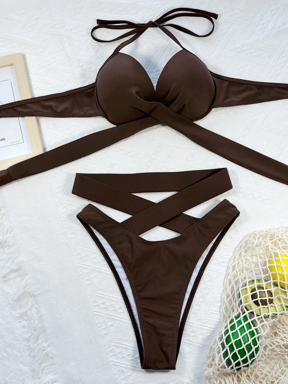The Crossed Coast Halter Bikini Set
