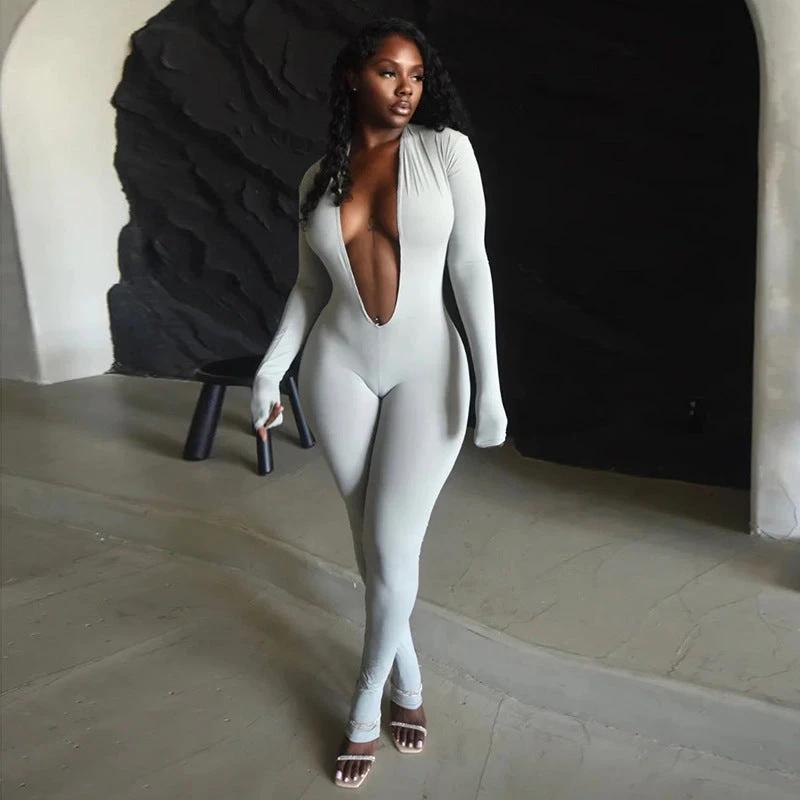 Spotlight Plunge Long Sleeve Jumpsuit