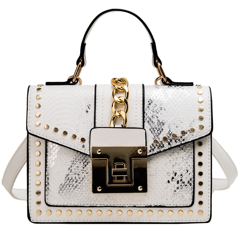 Fashion snake pattern handbag See size chart under “more details”