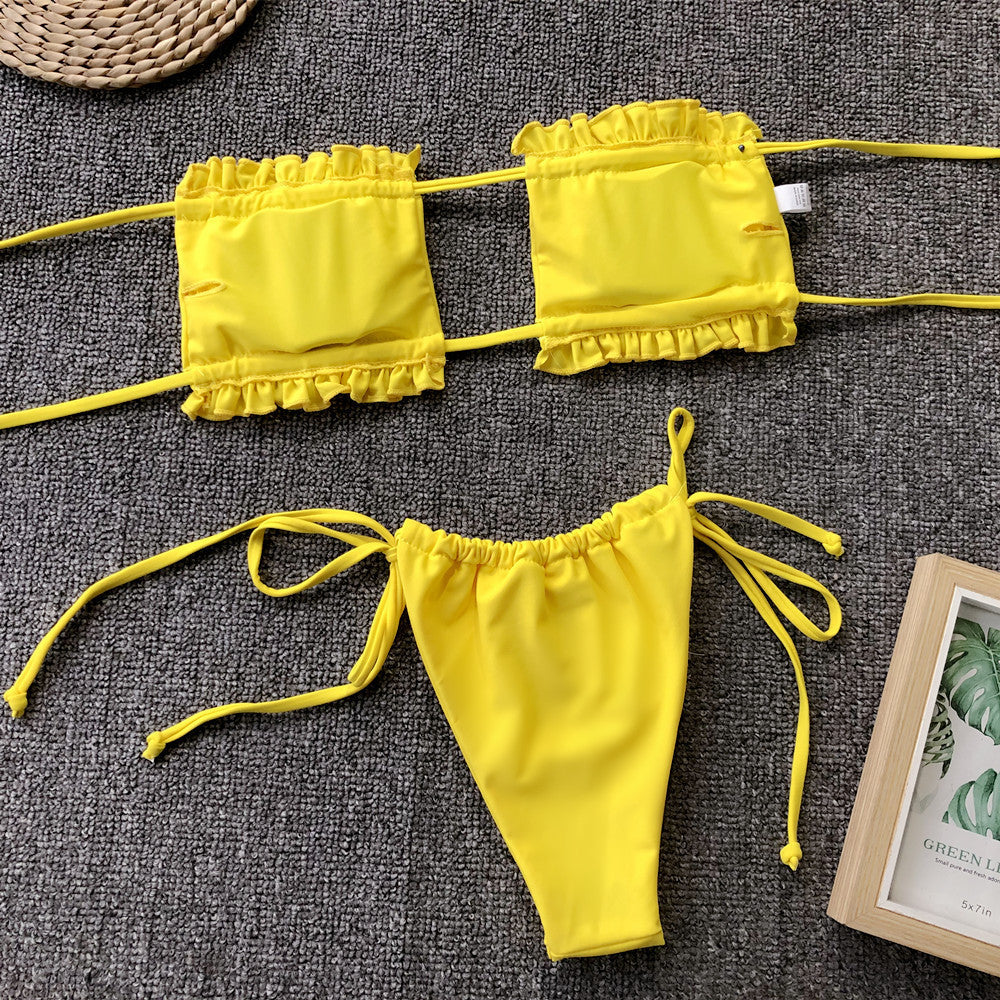 The Frill Trim Ruched Bikini Set