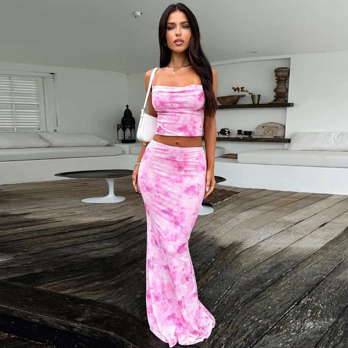 The Watercolor Affair Crop Top & Maxi Skirt Set