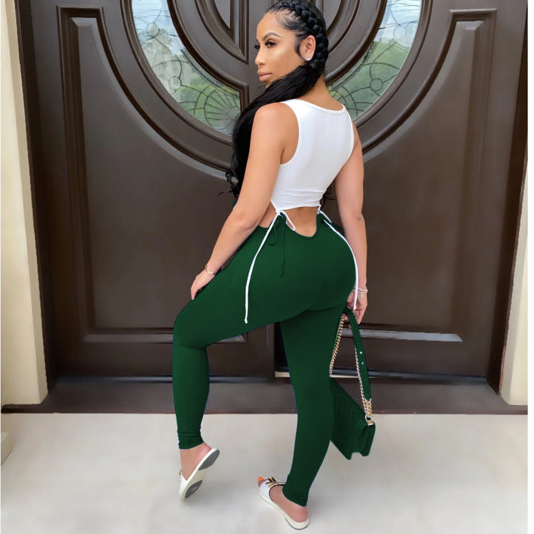 The Contrast Social Tie-Side Cutout Jumpsuit