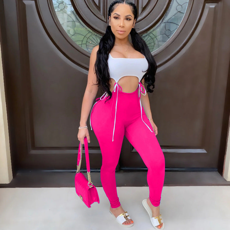 The Contrast Social Tie-Side Cutout Jumpsuit