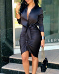 The Ruched Affair Tie-Front Shirt Dress