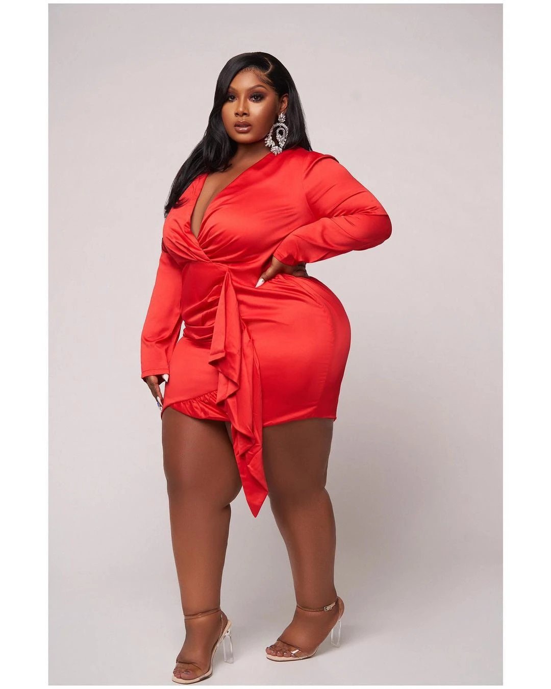 The Scarlet Soirée Satin Wrap-Style Mini Dress