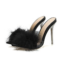The Midnight Fluff Clear-Heel Mules