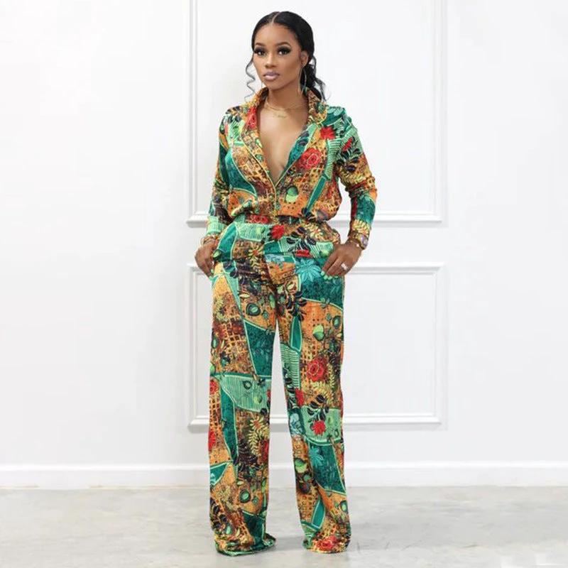 The Emerald Gallery Printed Shirt & Pants Set