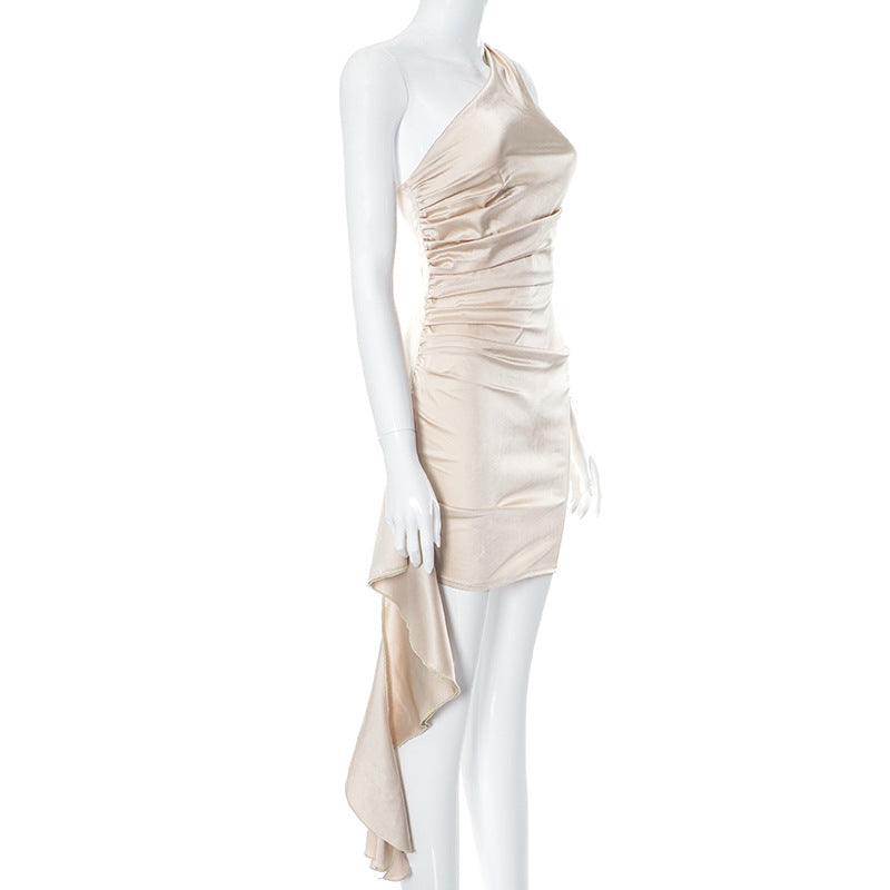 The Evening Enchantress One-Shoulder Draped Mini Dress
