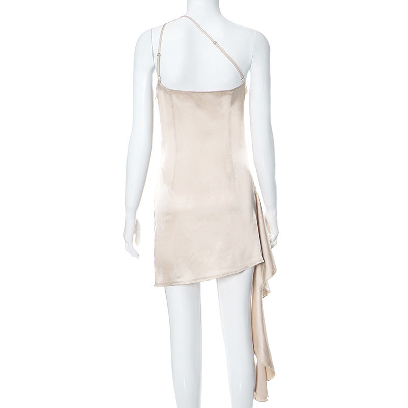 The Evening Enchantress One-Shoulder Draped Mini Dress