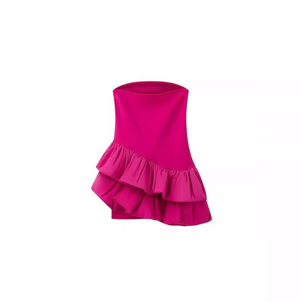 The Rosé Social Strapless Ruffle Mini Dress