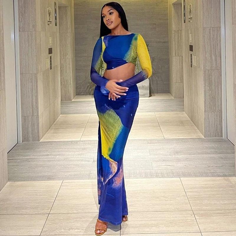The Gallery Flow Bell-Sleeve Top & Maxi Skirt Set