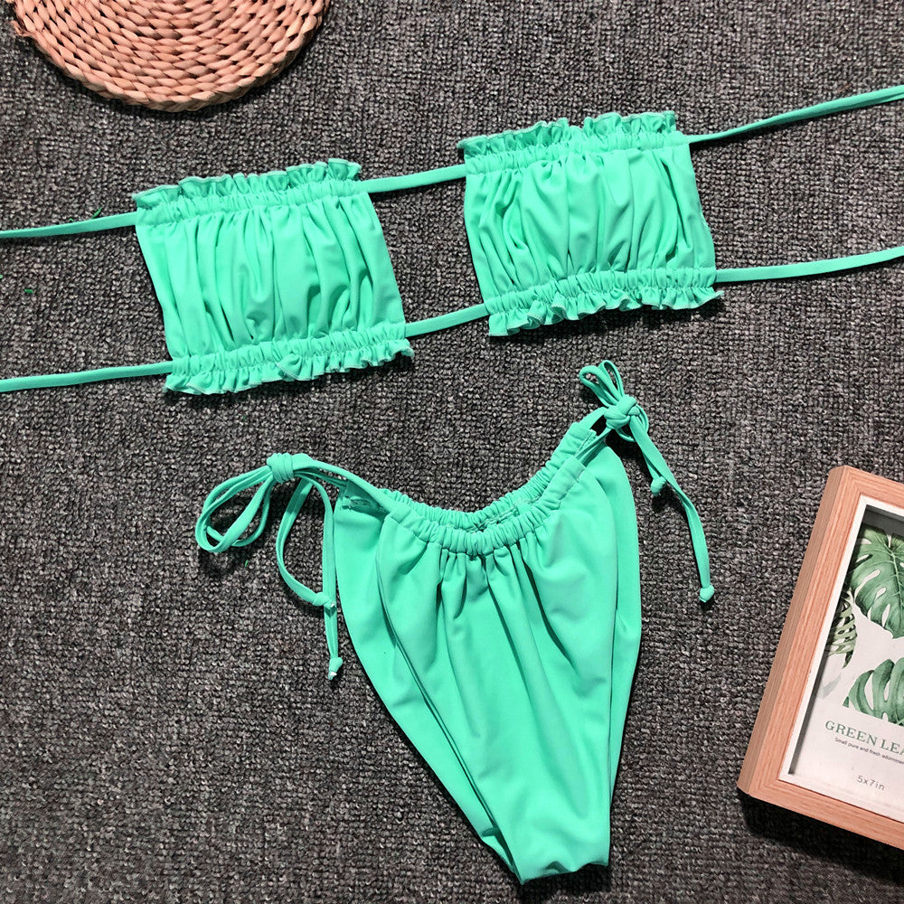 The Frill Trim Ruched Bikini Set