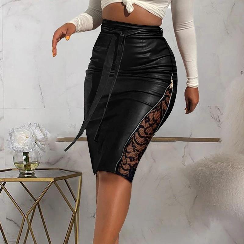 The Noir Intrigue Lace-Panel Skirt