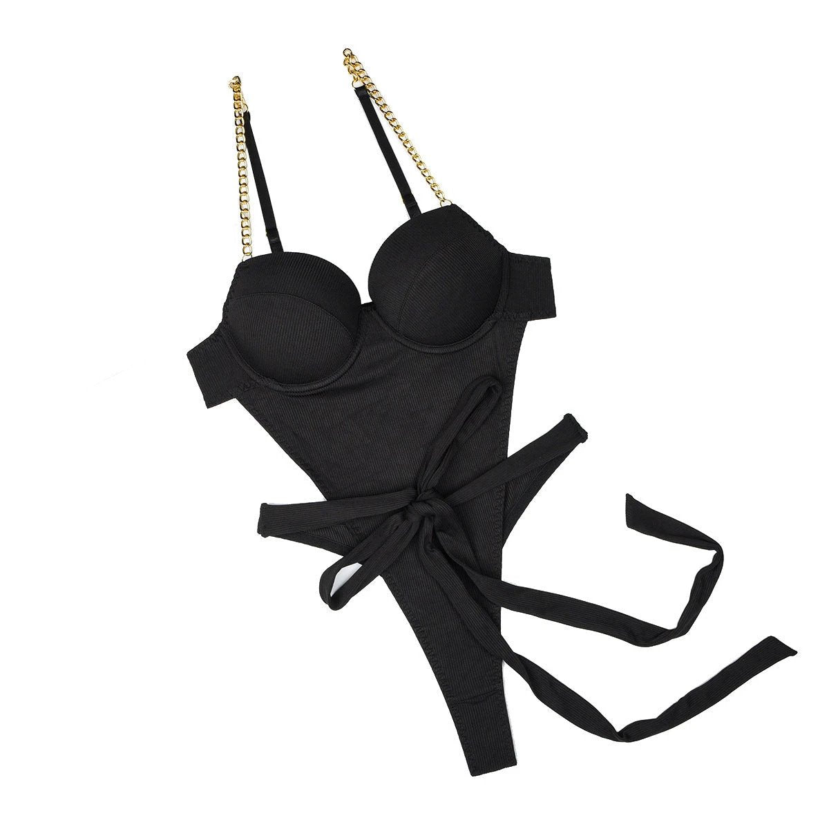 The Gilded Noir Chain-Strap Bodysuit