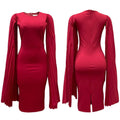 The Scarlet Grandeur Pleated Cape Dress