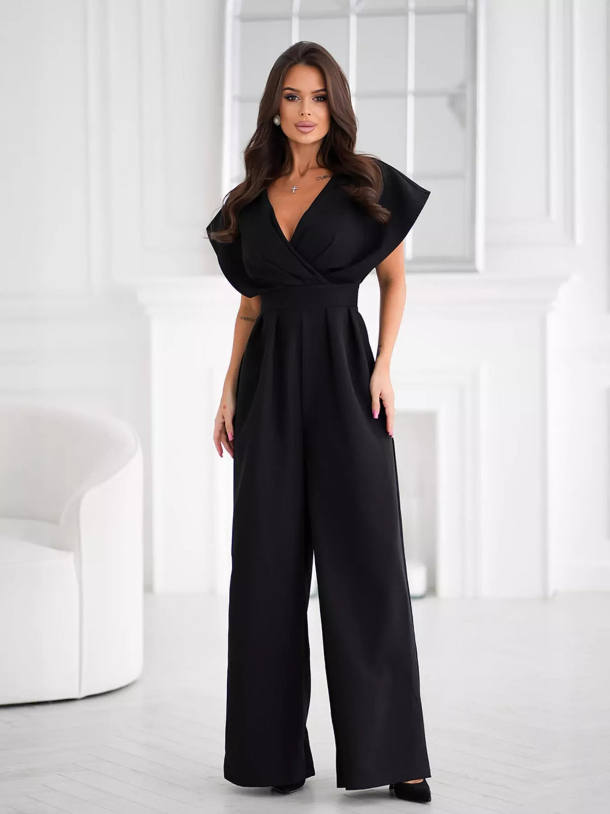 The Grand Social Surplice Wide-Leg Jumpsuit