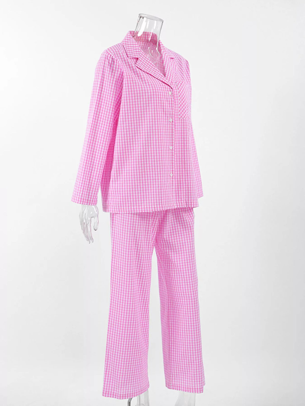 The Pink Check-In Gingham Pajama Set