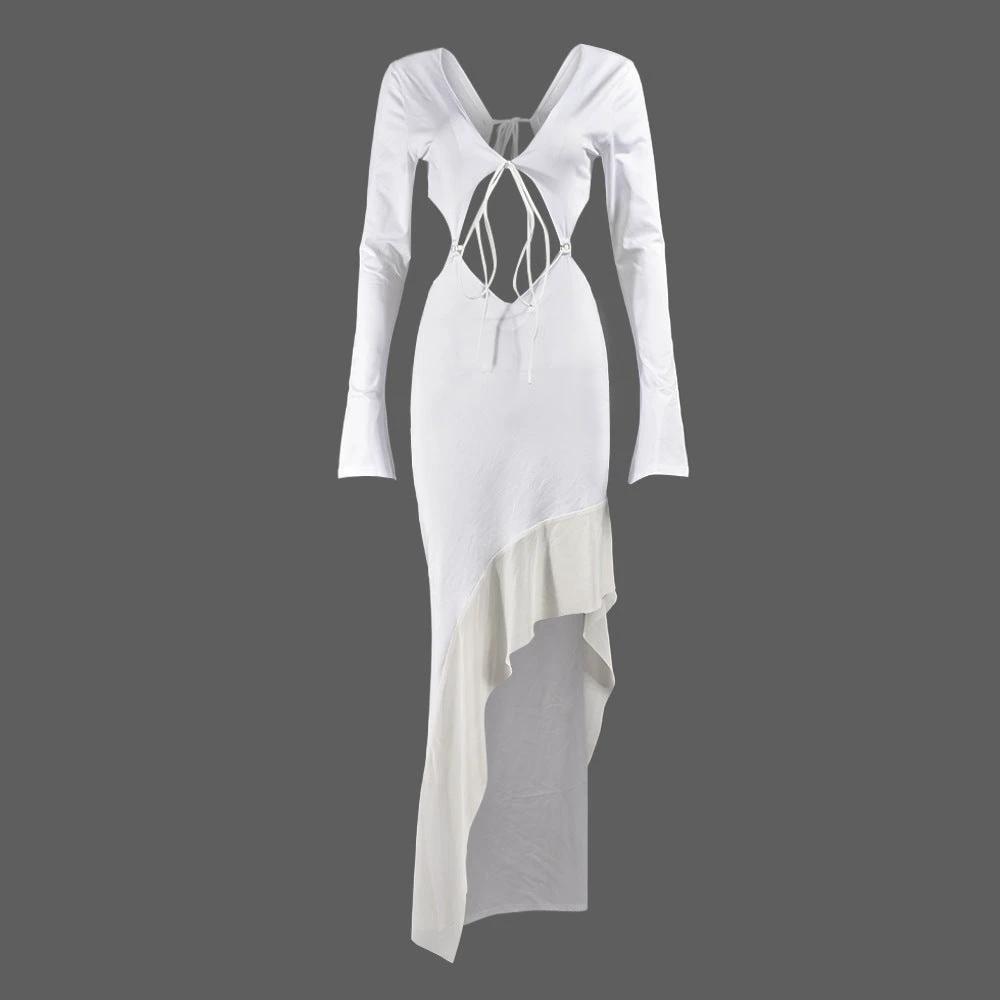 The White Reverie Cutout High-Low Dress