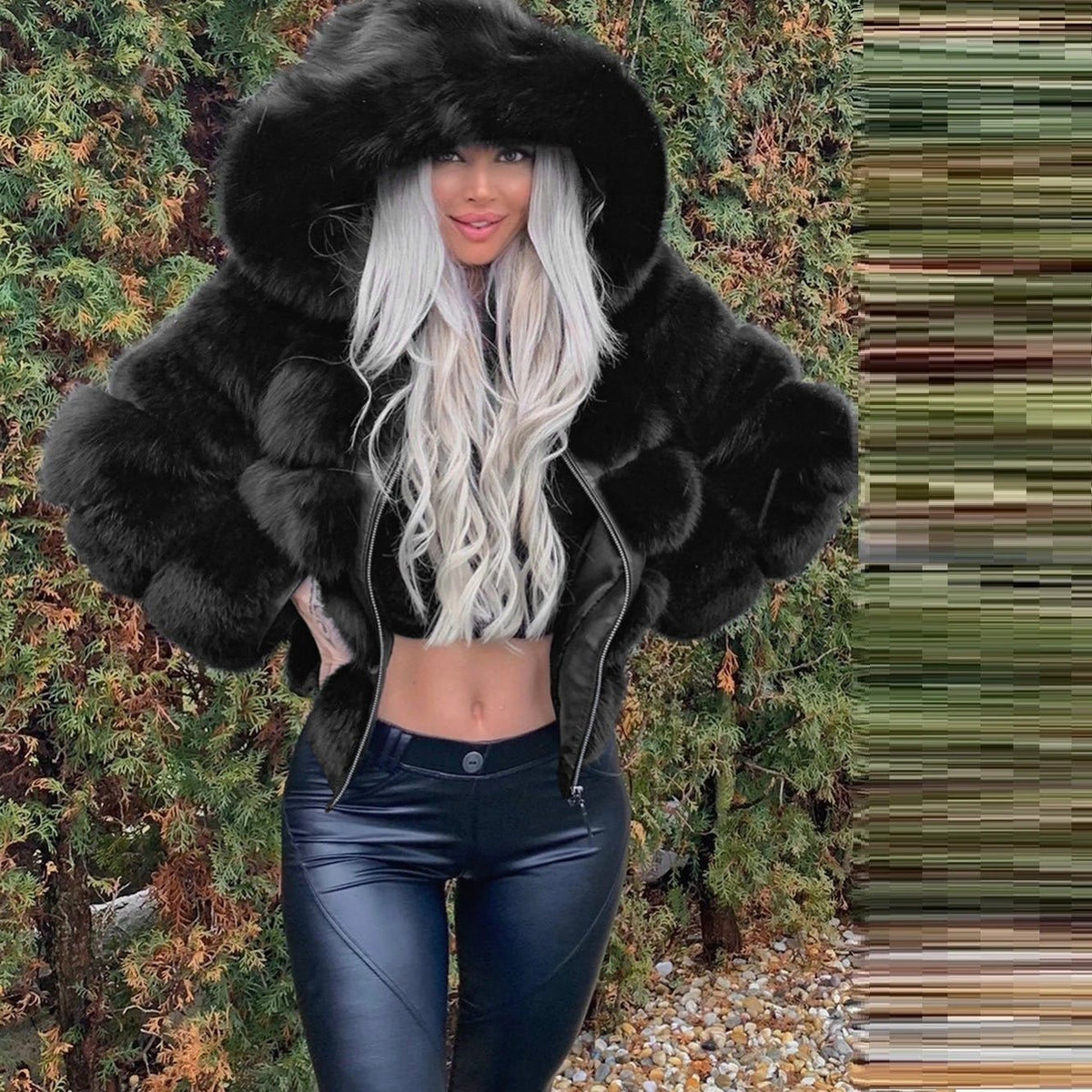 The Plush Entrance Hooded Faux-Fur Jacket