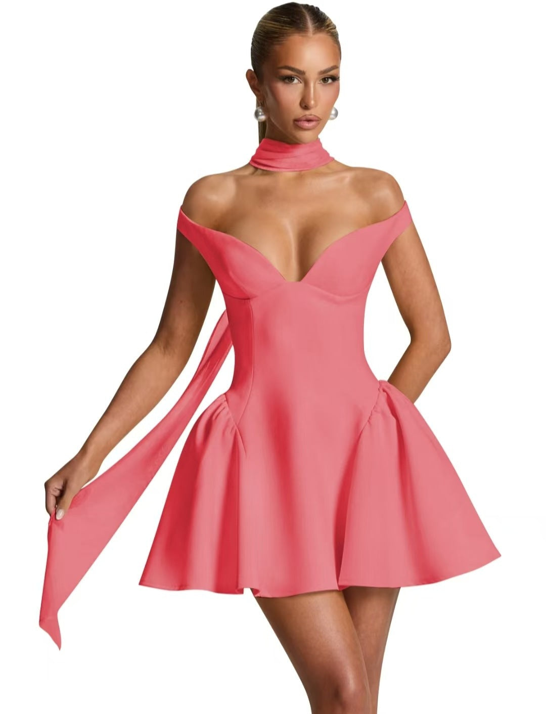 The Poised Romance Off-Shoulder Flared Dress