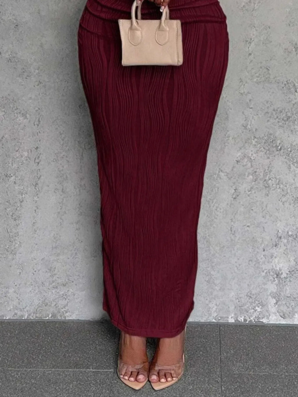 Textured One-Shoulder Bodycon Maxi Dress