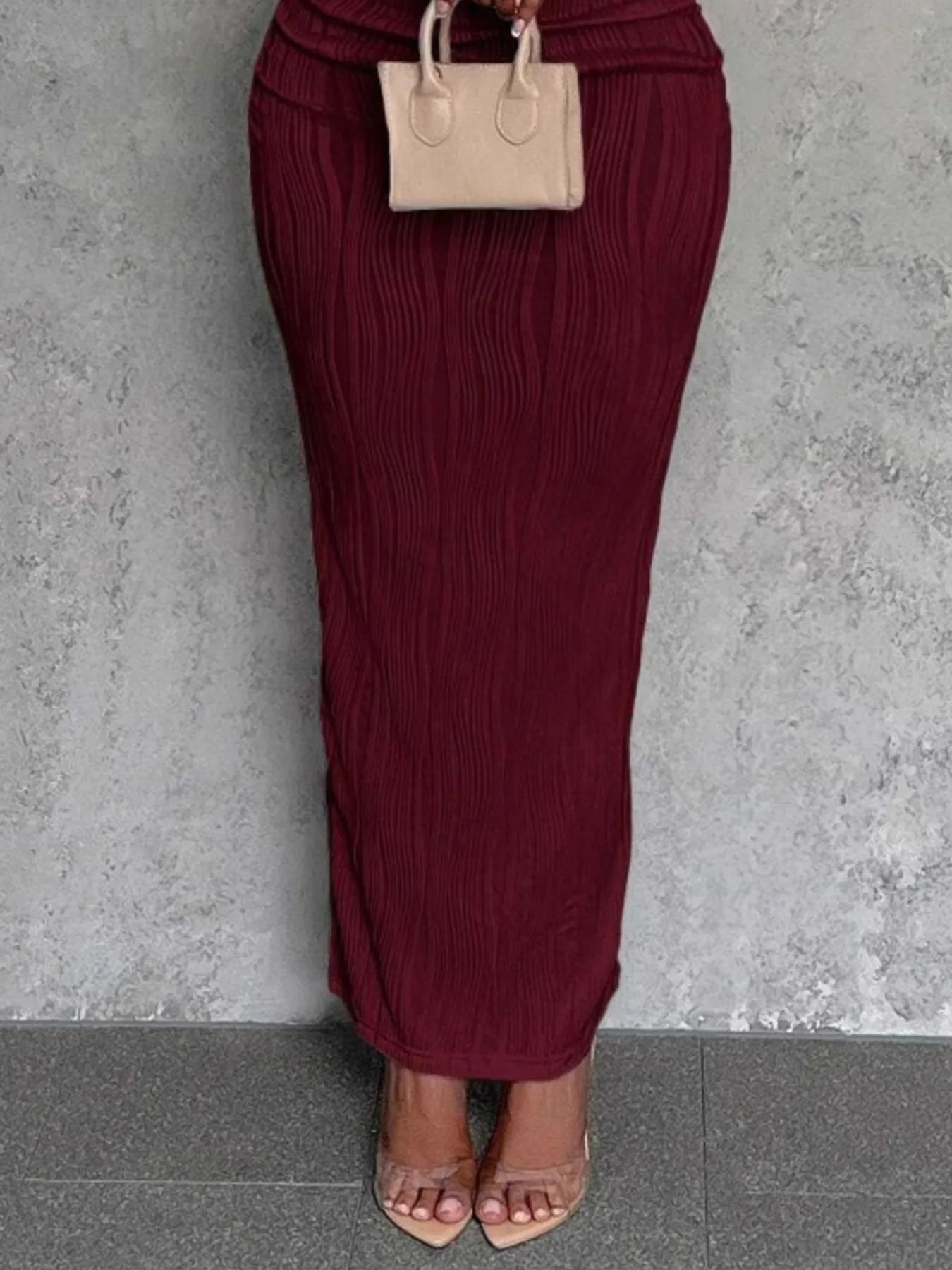Textured One-Shoulder Bodycon Maxi Dress