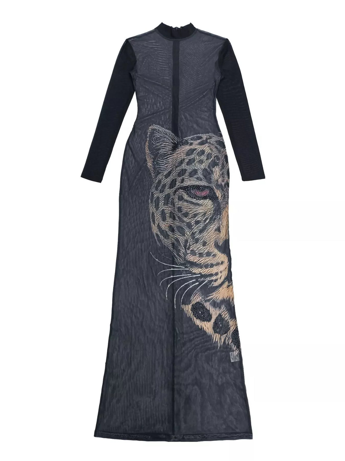 The Wild Portrait Leopard Mesh Maxi Dress