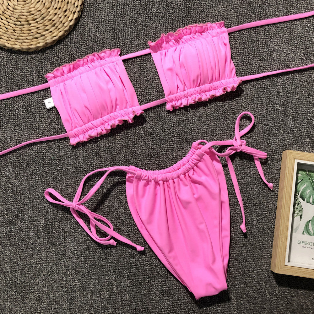 The Frill Trim Ruched Bikini Set