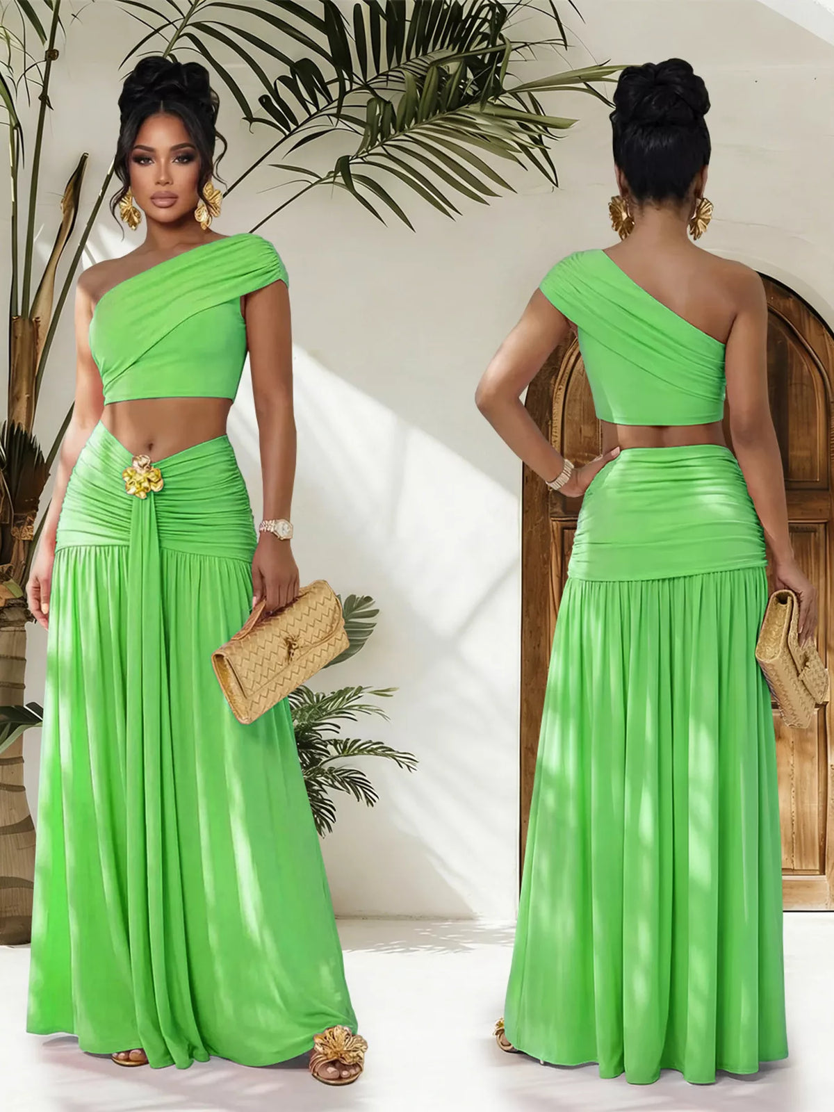 The Resort Muse One-Shoulder Maxi Skirt Set